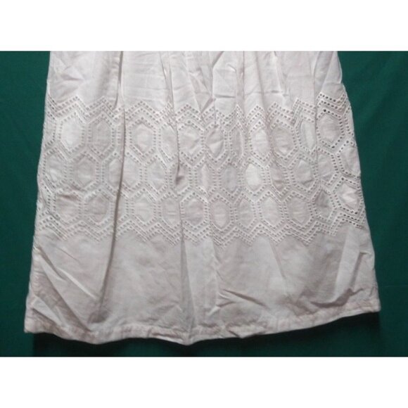 White skirt flare A-Line Cottagecore Boho eyelet lacy accents Modest gypsy - Picture 3 of 11